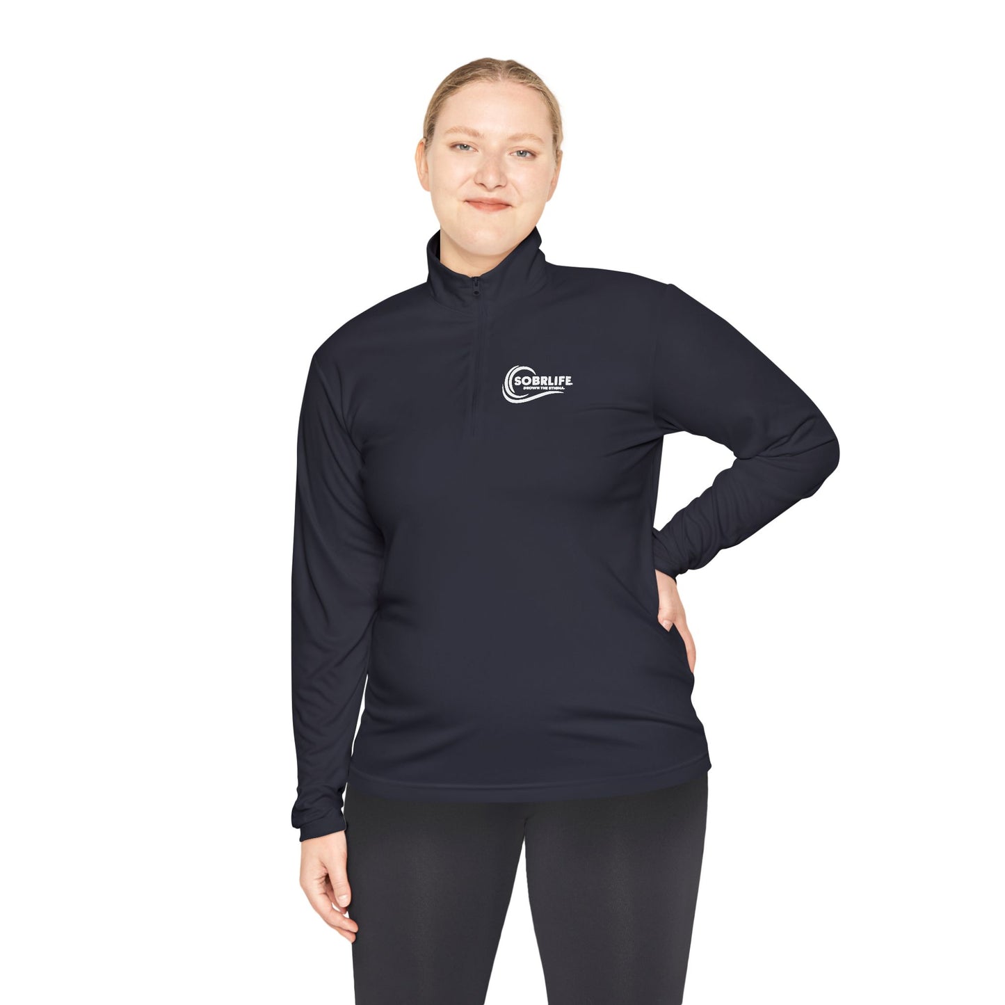 SOBRLIFE Unisex Quarter-Zip Pullover – White Logo