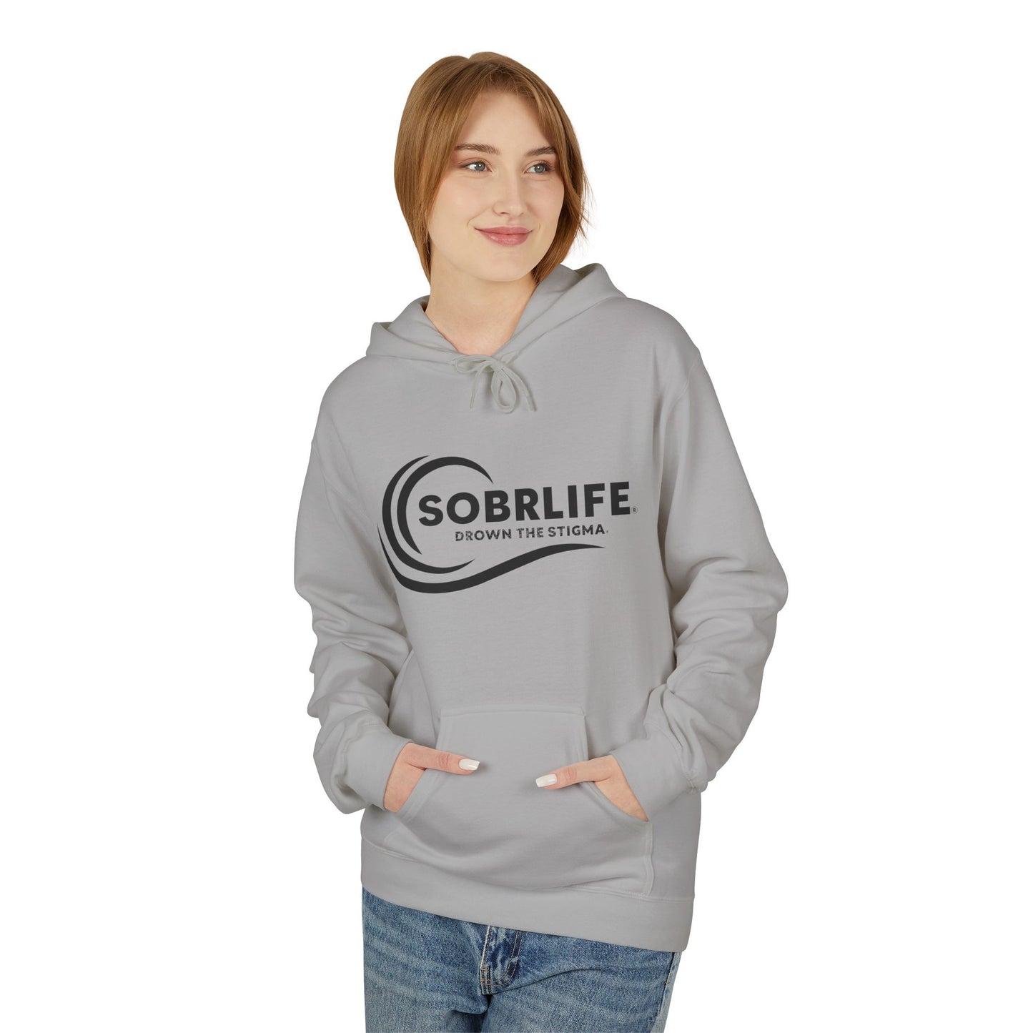 SOBRLIFE Unisex Fleece Hoodie - Black Logo