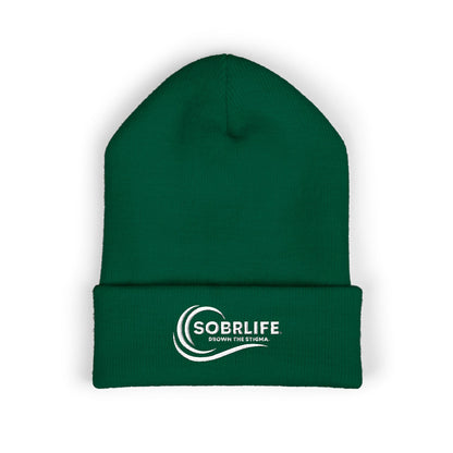 SOBRLIFE Embroidered Classic Cuffed Beanie - White Logo