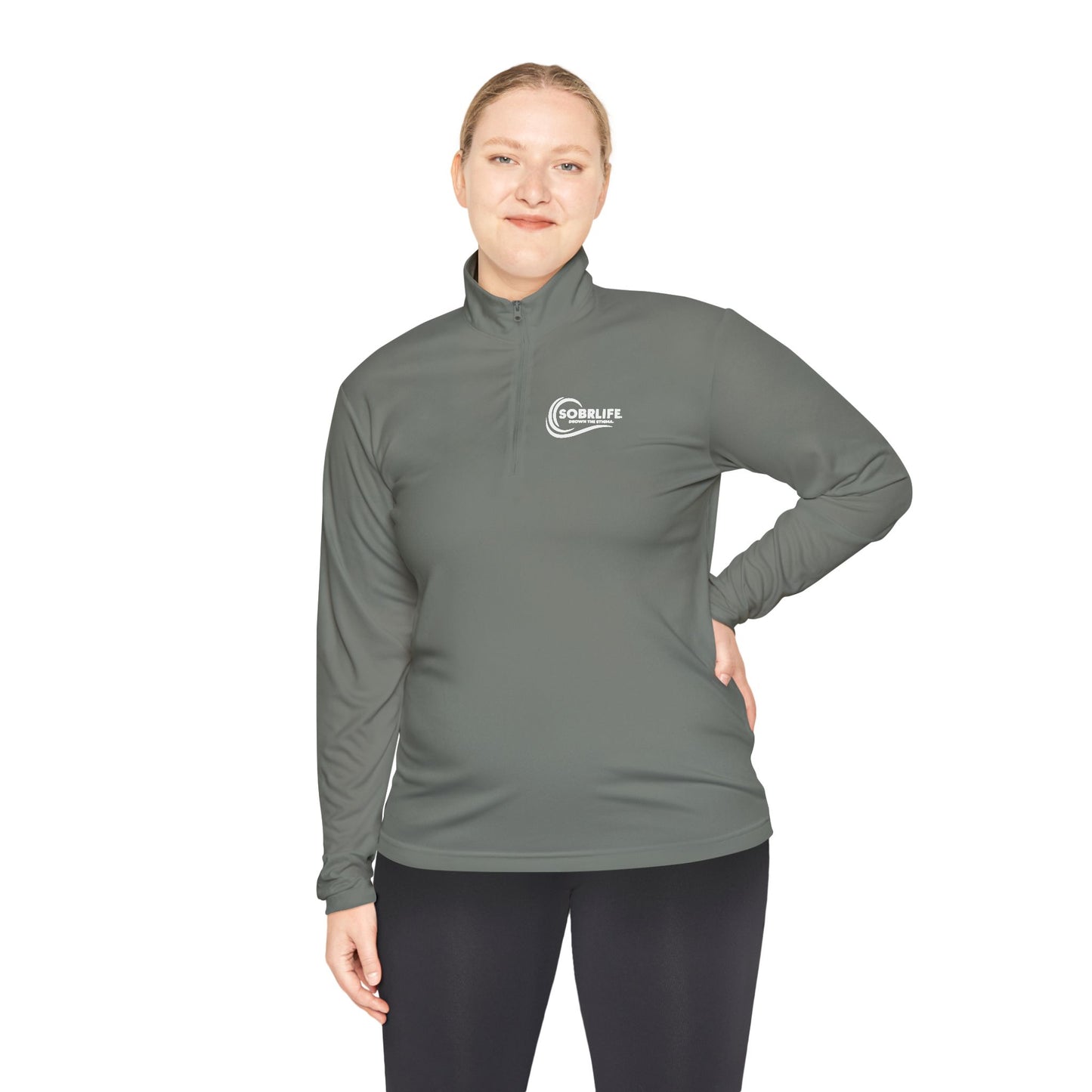 SOBRLIFE Unisex Quarter-Zip Pullover – White Logo