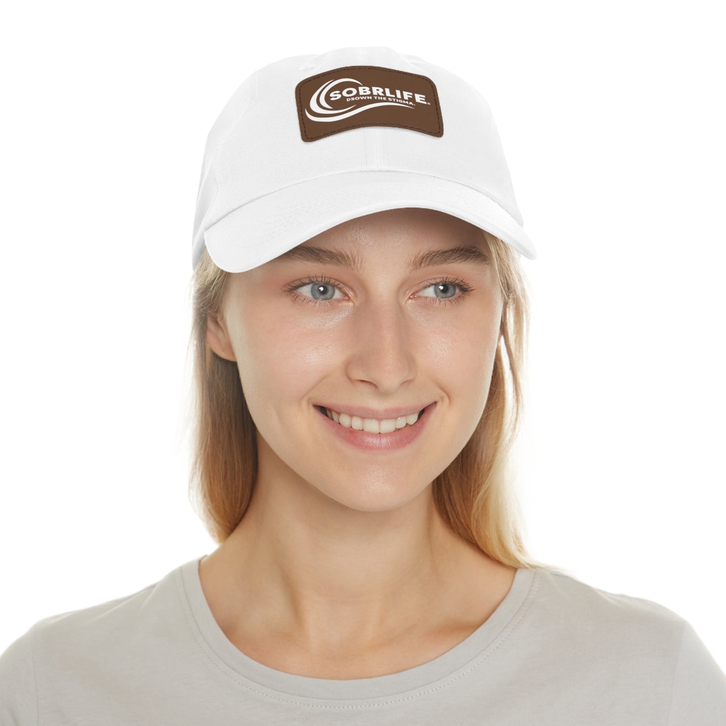 SOBRLIFE Dad Hat with Leather Patch - White Logo