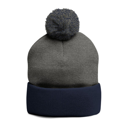 SOBRLIFE Pom-Pom Knit Cap with Embroidery - White Logo
