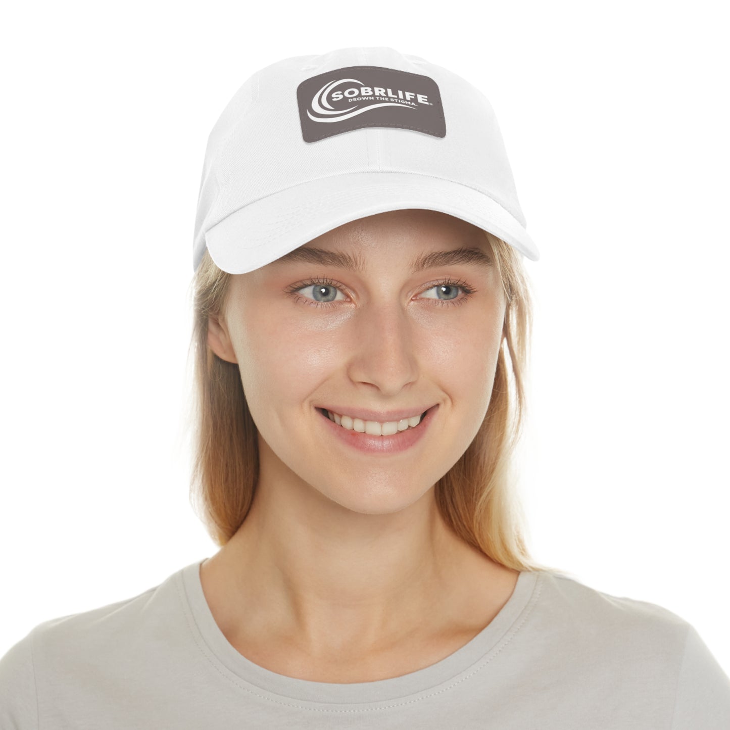 SOBRLIFE Dad Hat with Leather Patch - White Logo