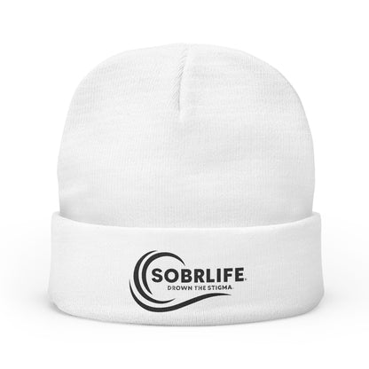 SOBRLIFE Embroidered Knit Beanie - Black Logo