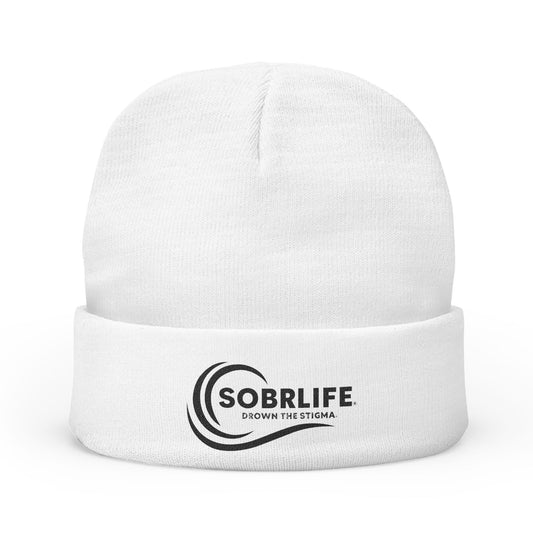 SOBRLIFE Embroidered Knit Beanie - Black Logo