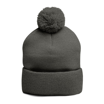 SOBRLIFE Pom-Pom Knit Cap with Embroidery - White Logo