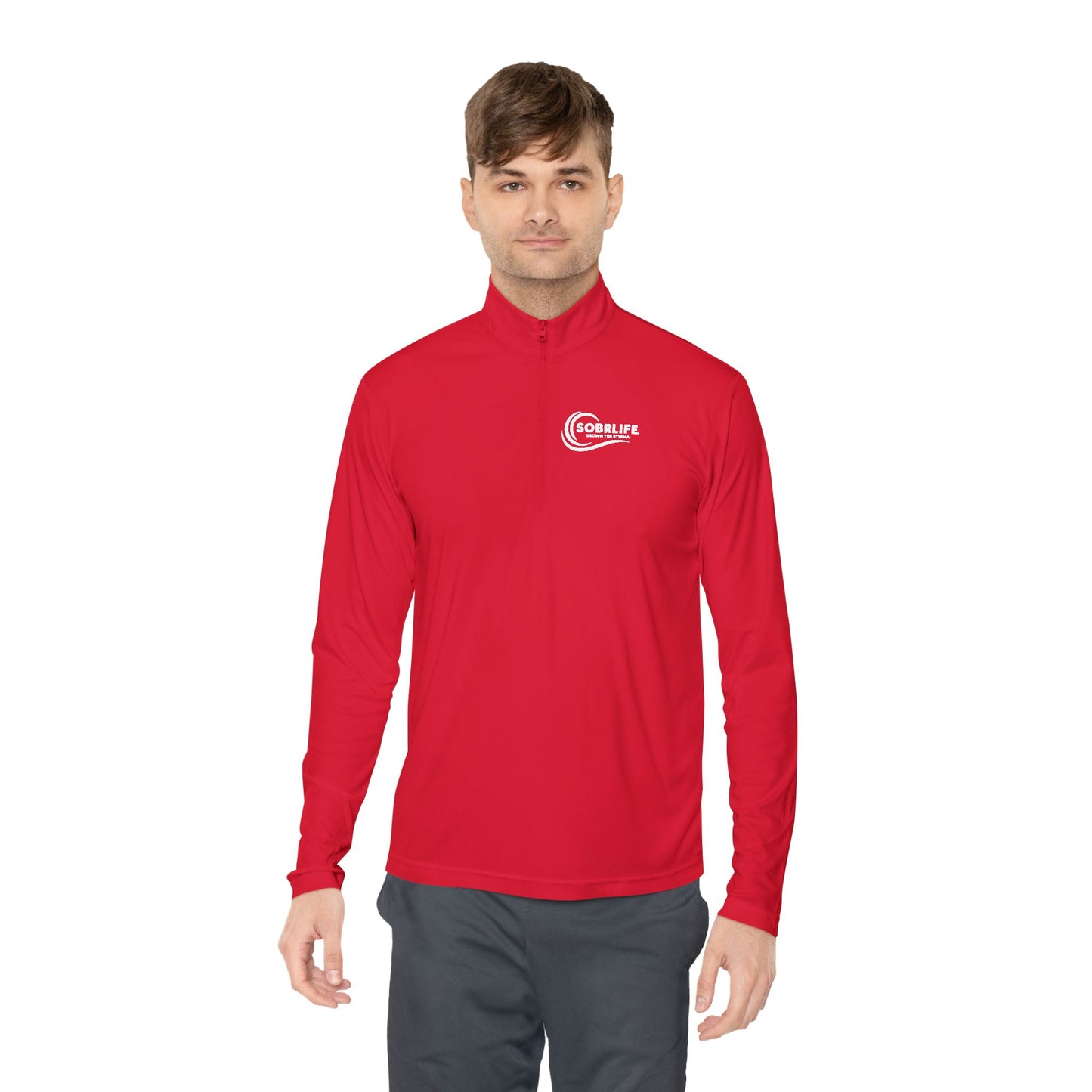 SOBRLIFE Unisex Quarter-Zip Pullover – White Logo