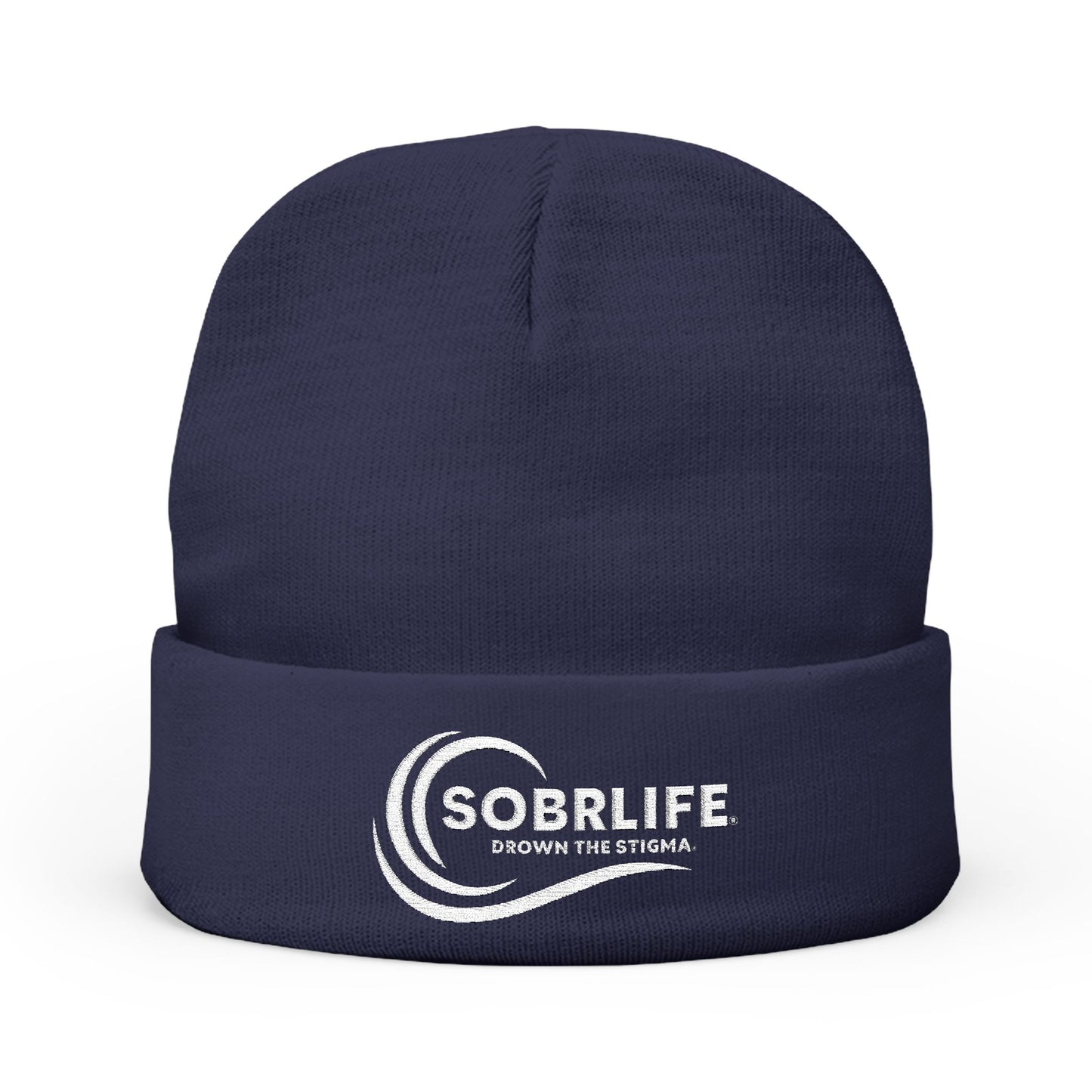 SOBRLIFE Embroidered Knit Beanie - White Logo
