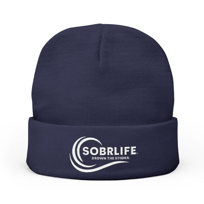 SOBRLIFE Embroidered Knit Beanie - White Logo