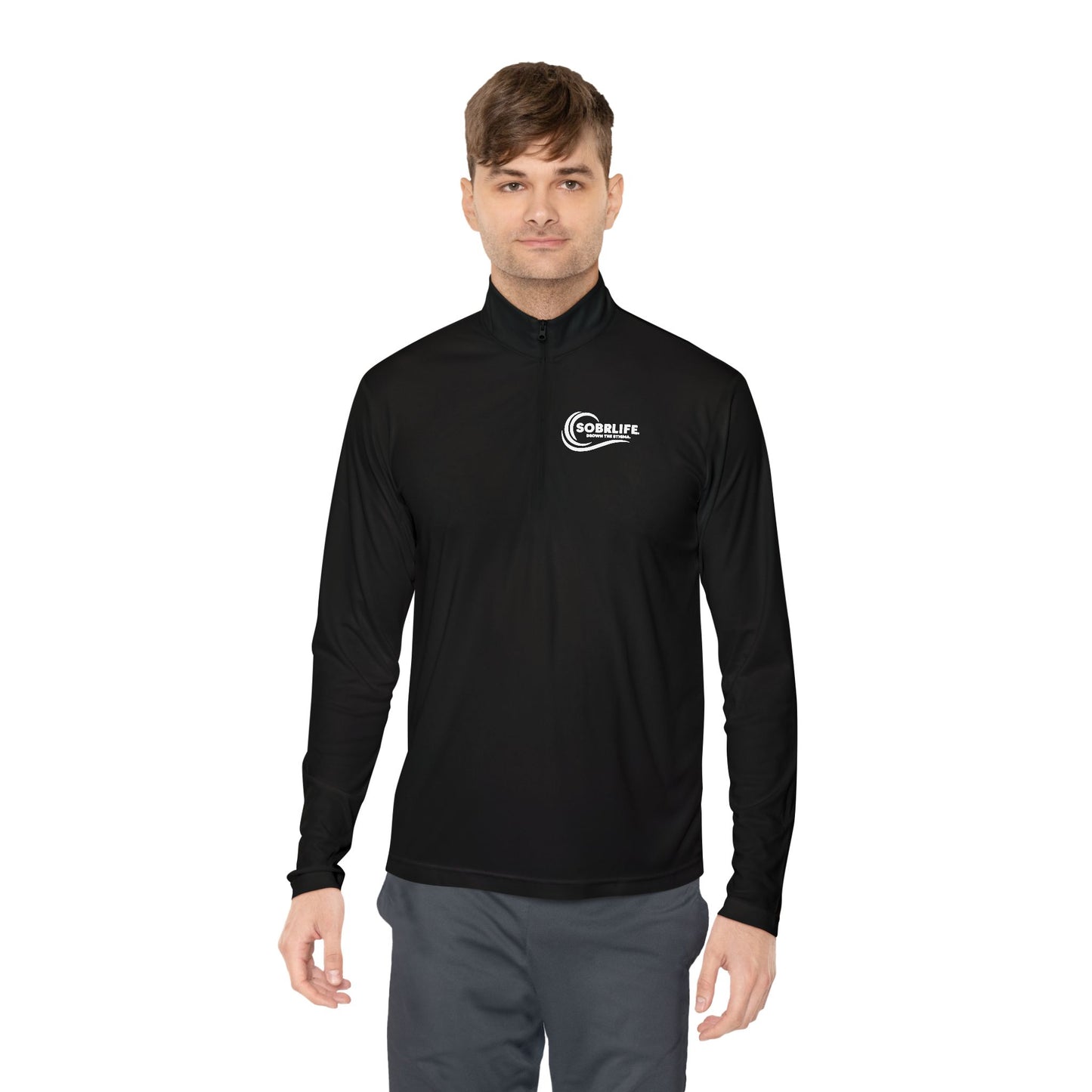 SOBRLIFE Unisex Quarter-Zip Pullover – White Logo