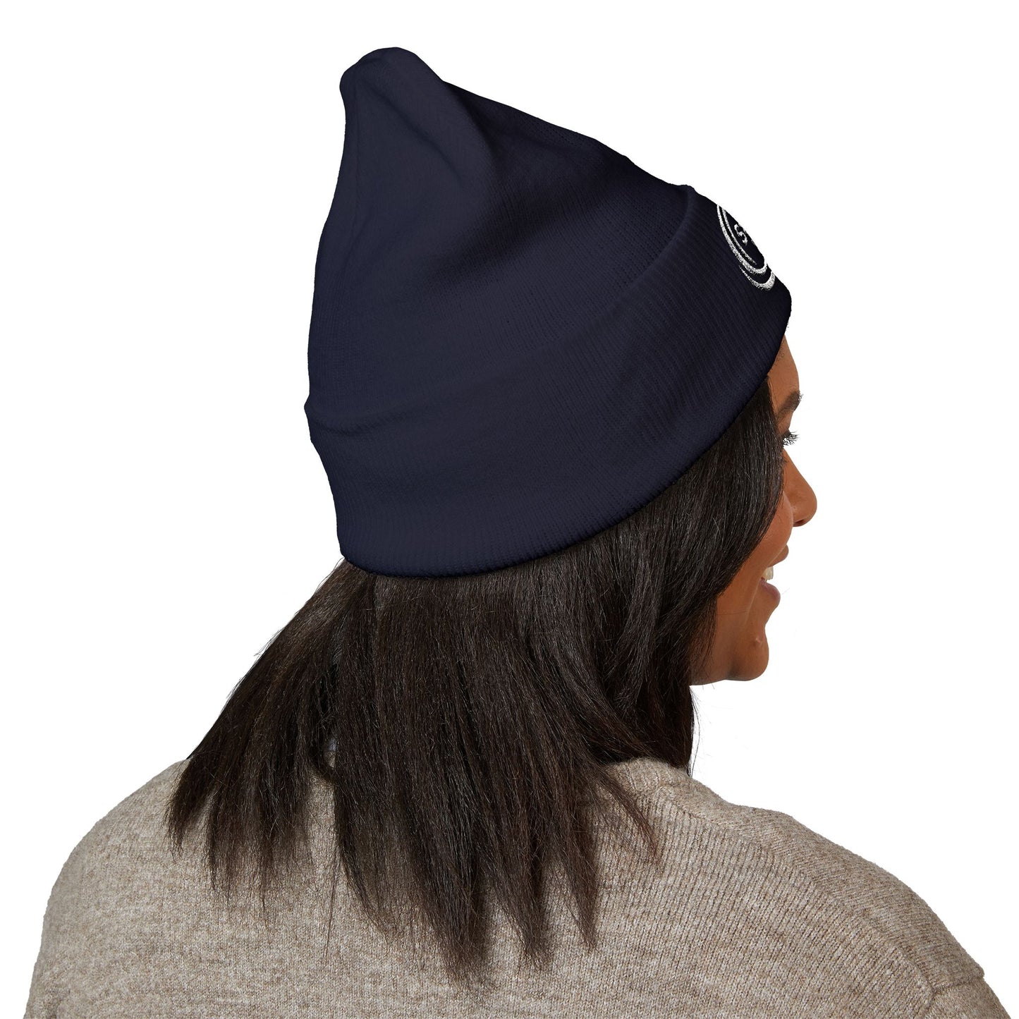 SOBRLIFE Embroidered Classic Cuffed Beanie - White Logo