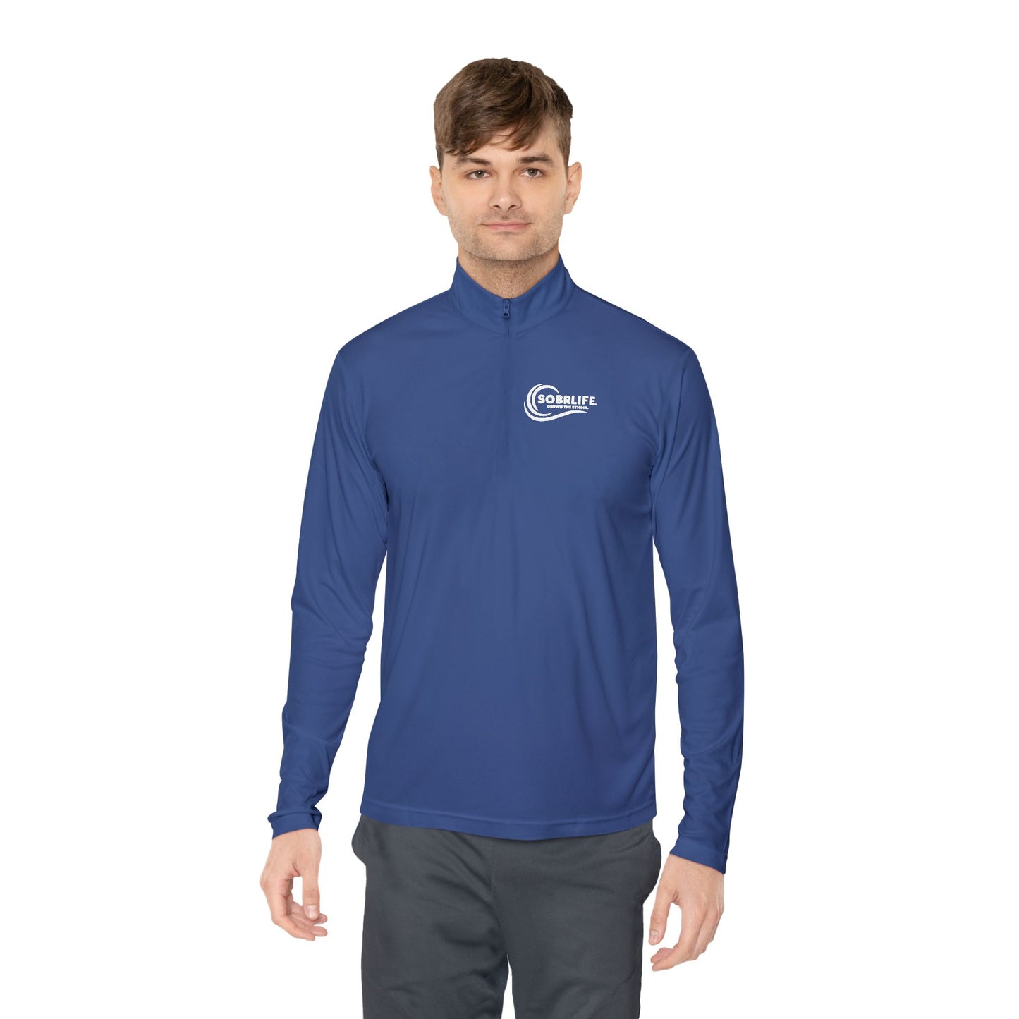 SOBRLIFE Unisex Quarter-Zip Pullover – White Logo