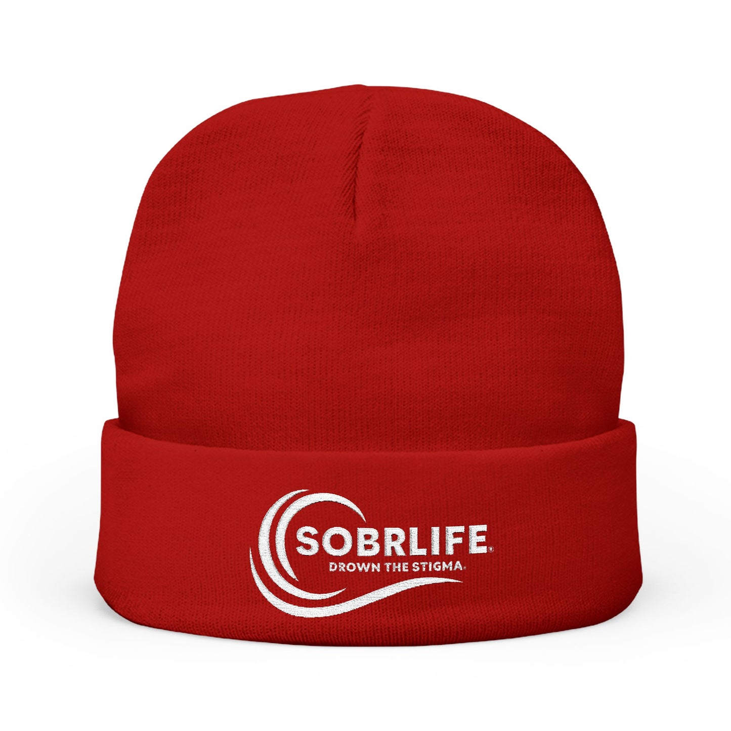 SOBRLIFE Embroidered Knit Beanie - White Logo
