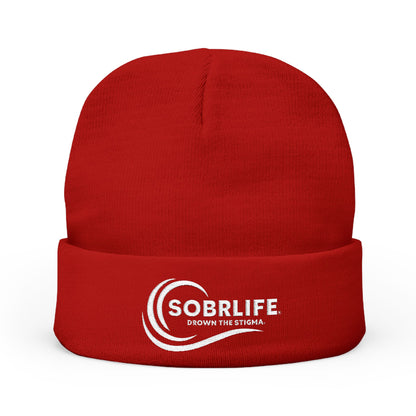 SOBRLIFE Embroidered Knit Beanie - White Logo