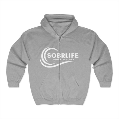 SOBRLIFE Zip-Up Hoodie - White Logo