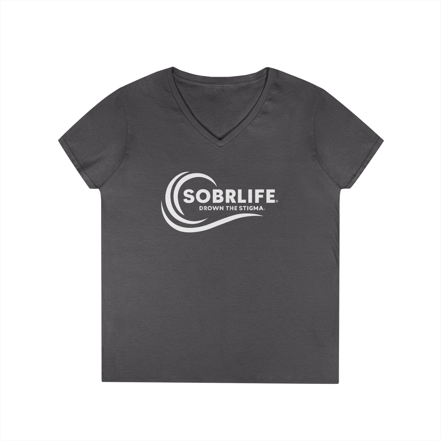 SOBRLIFE Ladies' V-Neck T-Shirt - White Logo