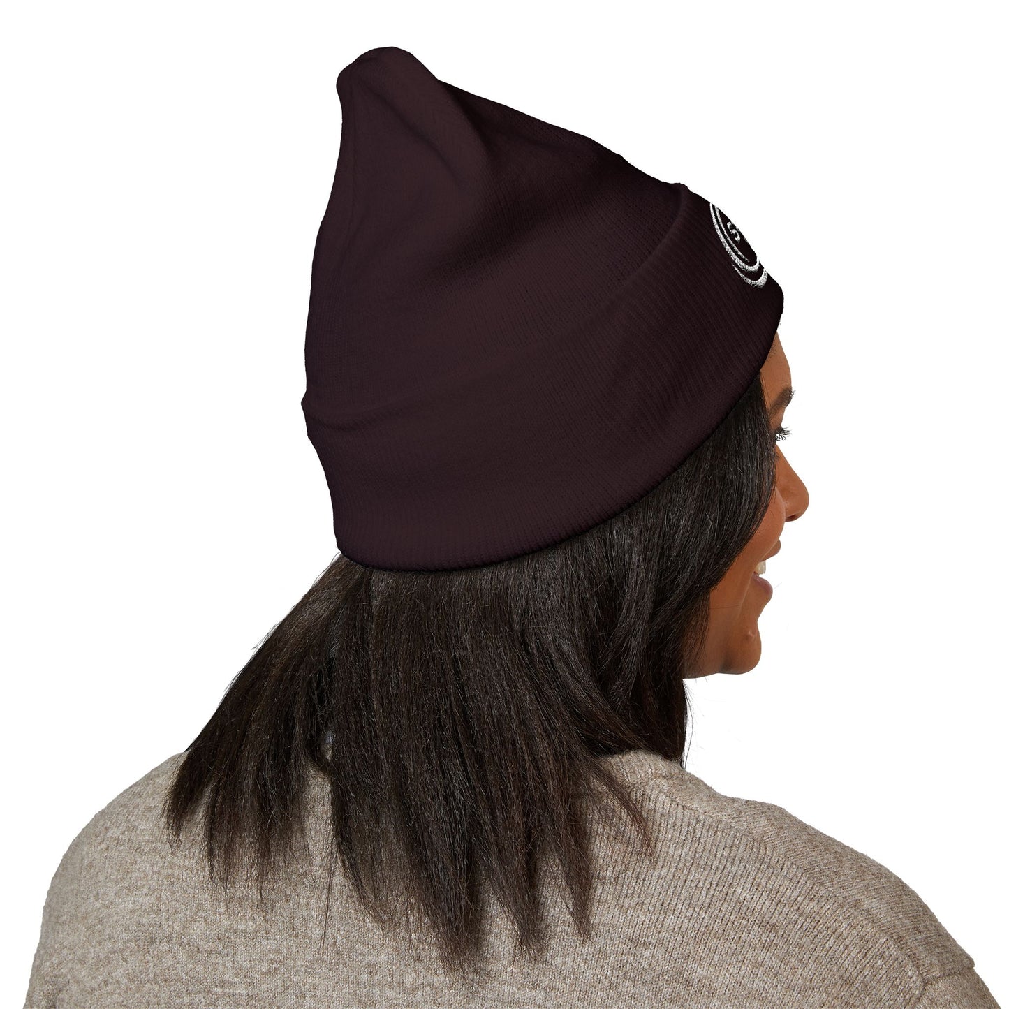 SOBRLIFE Embroidered Classic Cuffed Beanie - White Logo