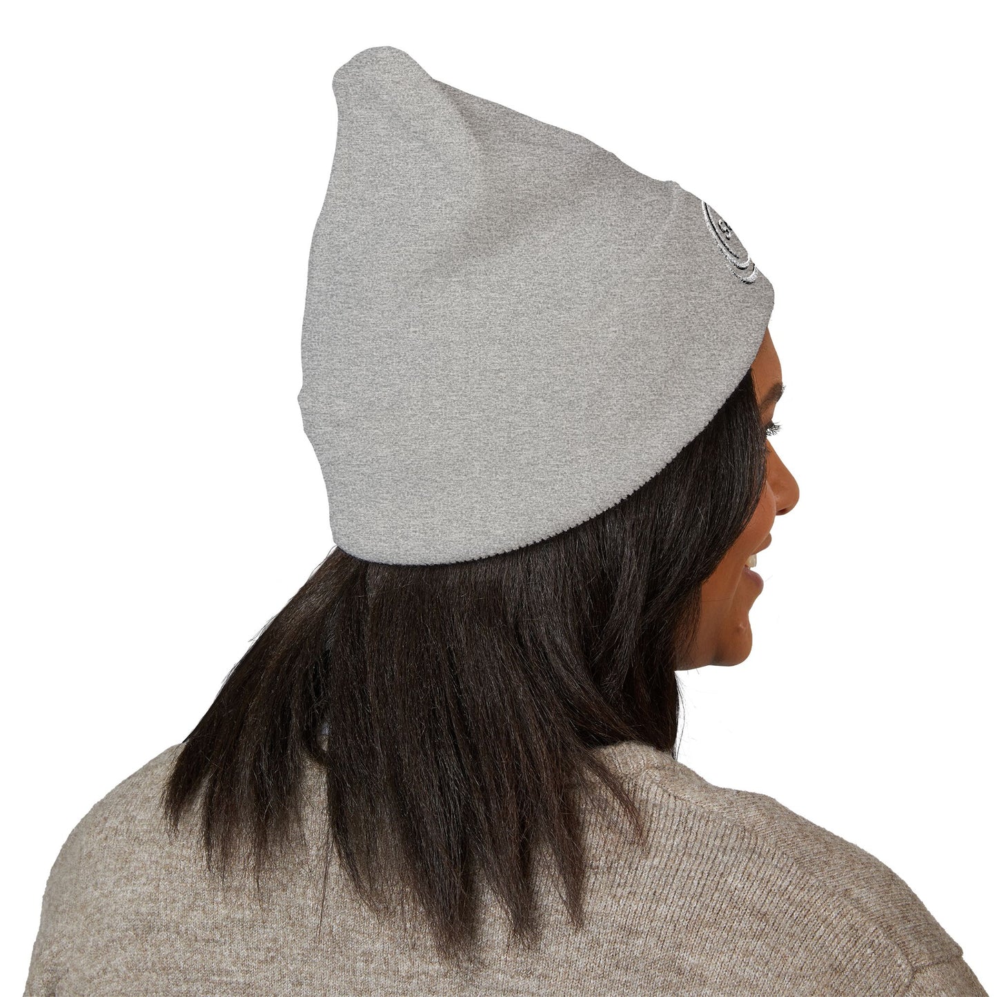 SOBRLIFE Embroidered Classic Cuffed Beanie - White Logo