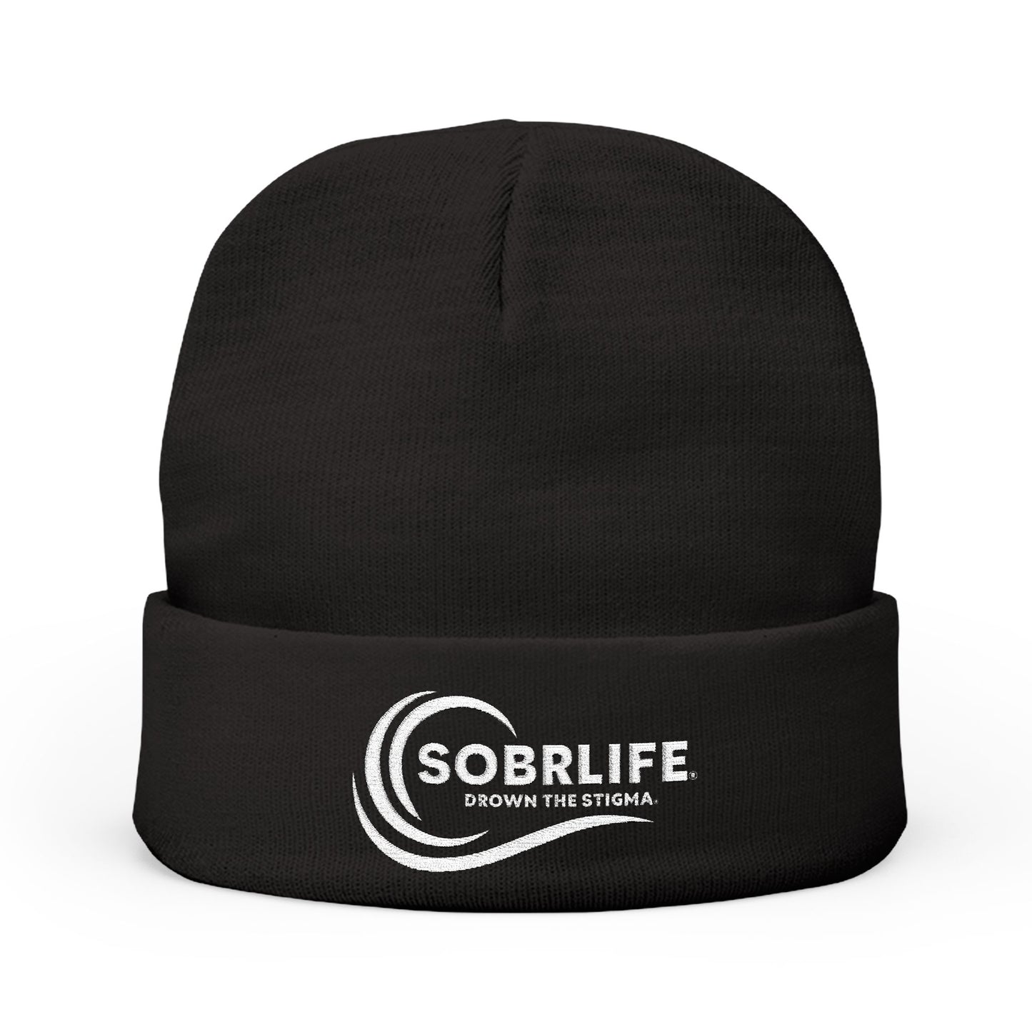 SOBRLIFE Embroidered Knit Beanie - White Logo