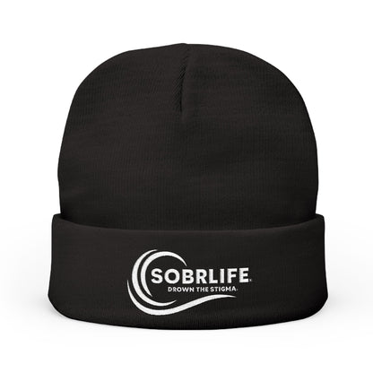 SOBRLIFE Embroidered Knit Beanie - White Logo