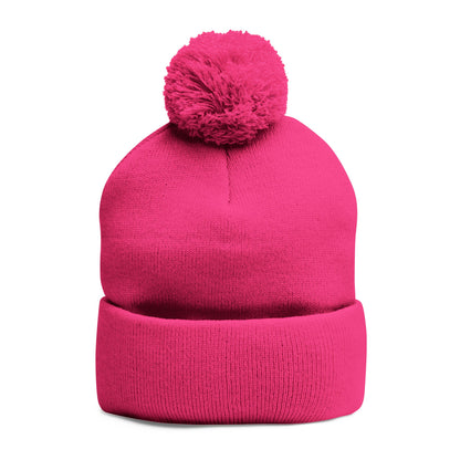 SOBRLIFE Pom-Pom Knit Cap with Embroidery - White Logo