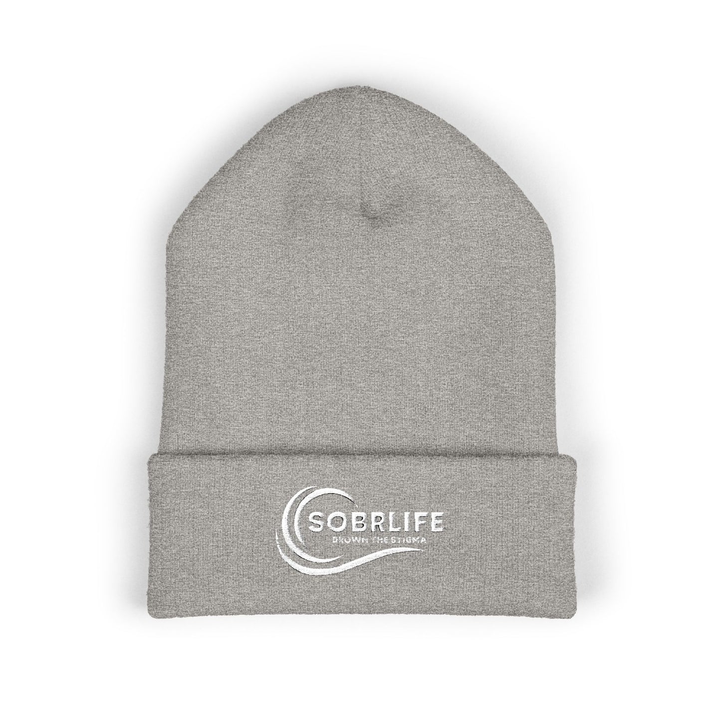 SOBRLIFE Embroidered Classic Cuffed Beanie - White Logo