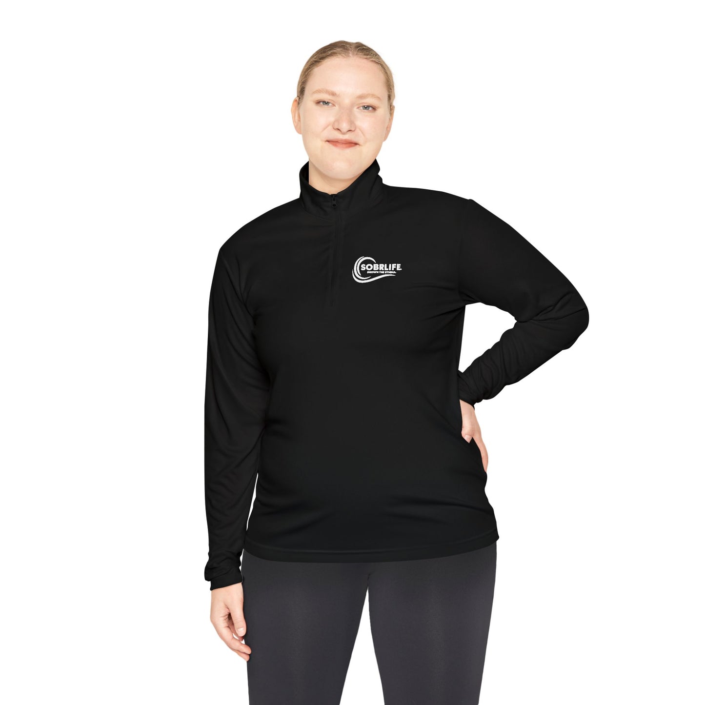 SOBRLIFE Unisex Quarter-Zip Pullover – White Logo