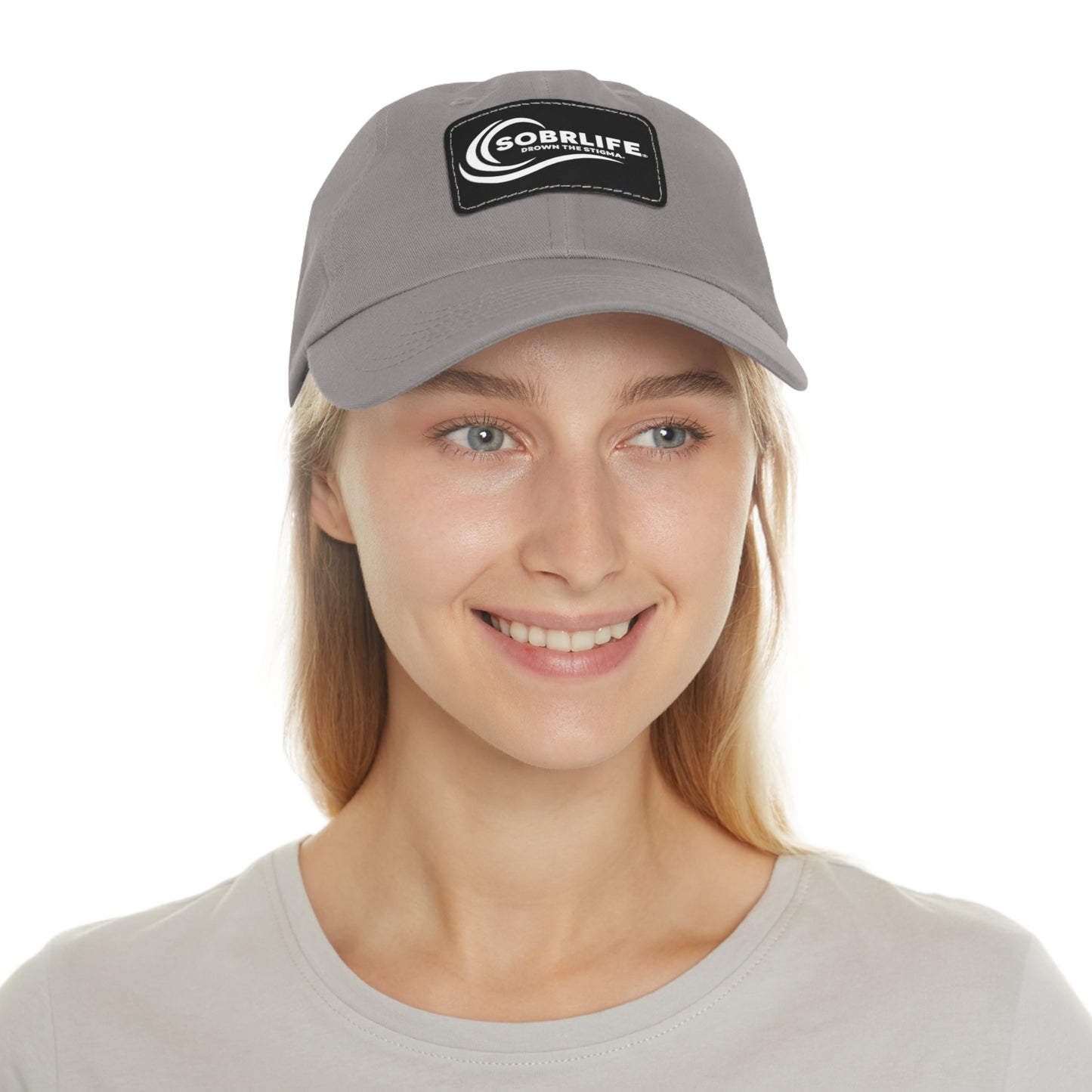 SOBRLIFE Dad Hat with Leather Patch - White Logo