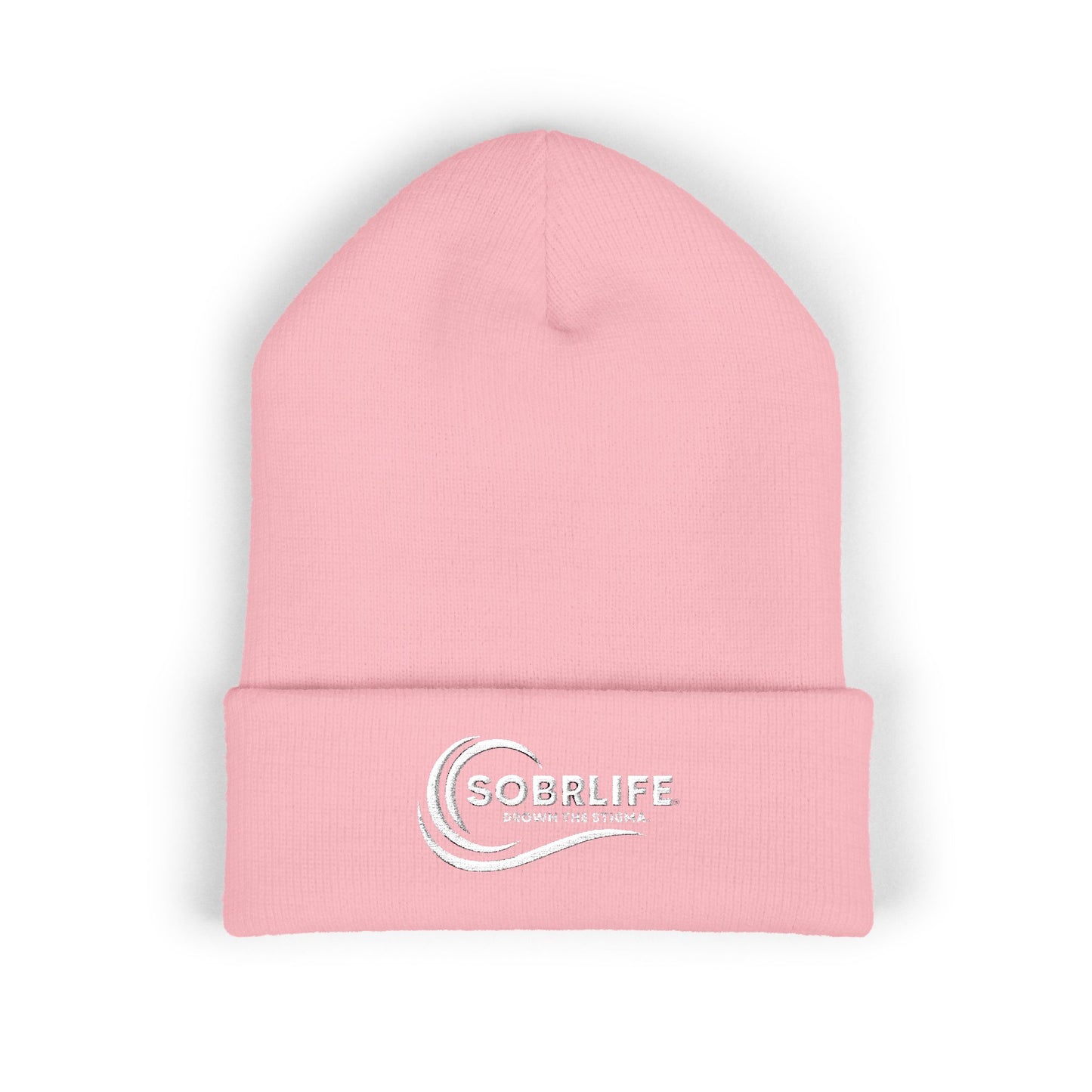 SOBRLIFE Embroidered Classic Cuffed Beanie - White Logo