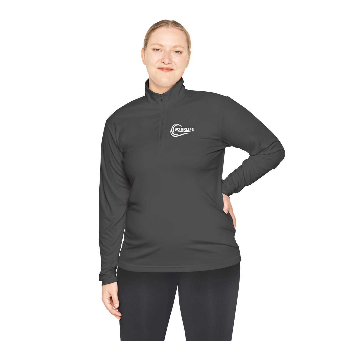SOBRLIFE Unisex Quarter-Zip Pullover – White Logo