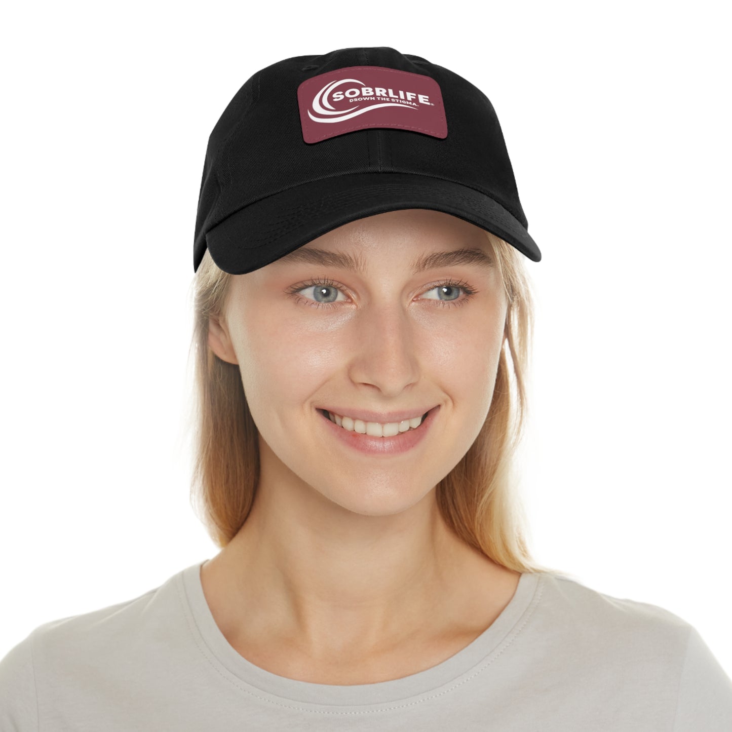 SOBRLIFE Dad Hat with Leather Patch - White Logo
