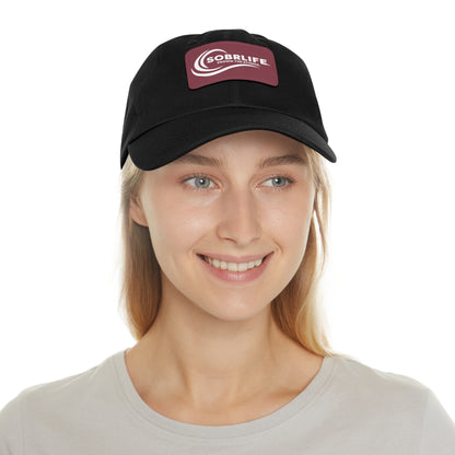 SOBRLIFE Dad Hat with Leather Patch - White Logo
