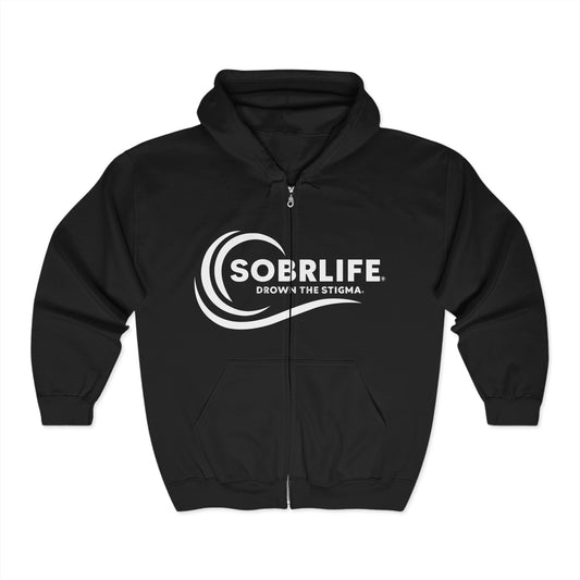 SOBRLIFE Zip-Up Hoodie - White Logo