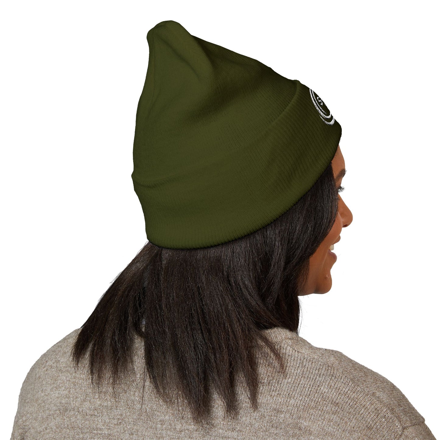 SOBRLIFE Embroidered Classic Cuffed Beanie - White Logo