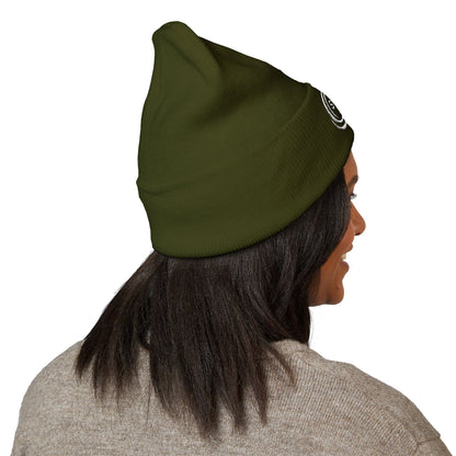 SOBRLIFE Embroidered Classic Cuffed Beanie - White Logo