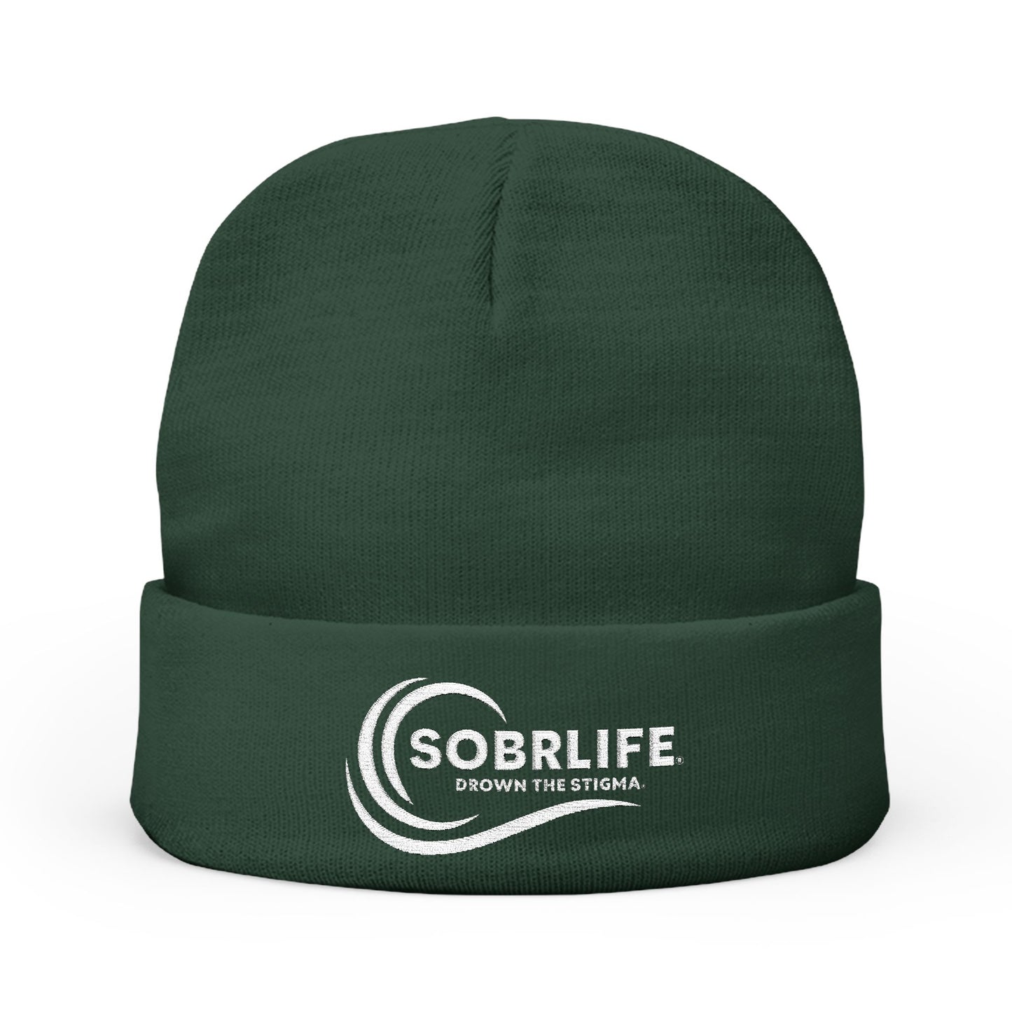 SOBRLIFE Embroidered Knit Beanie - White Logo
