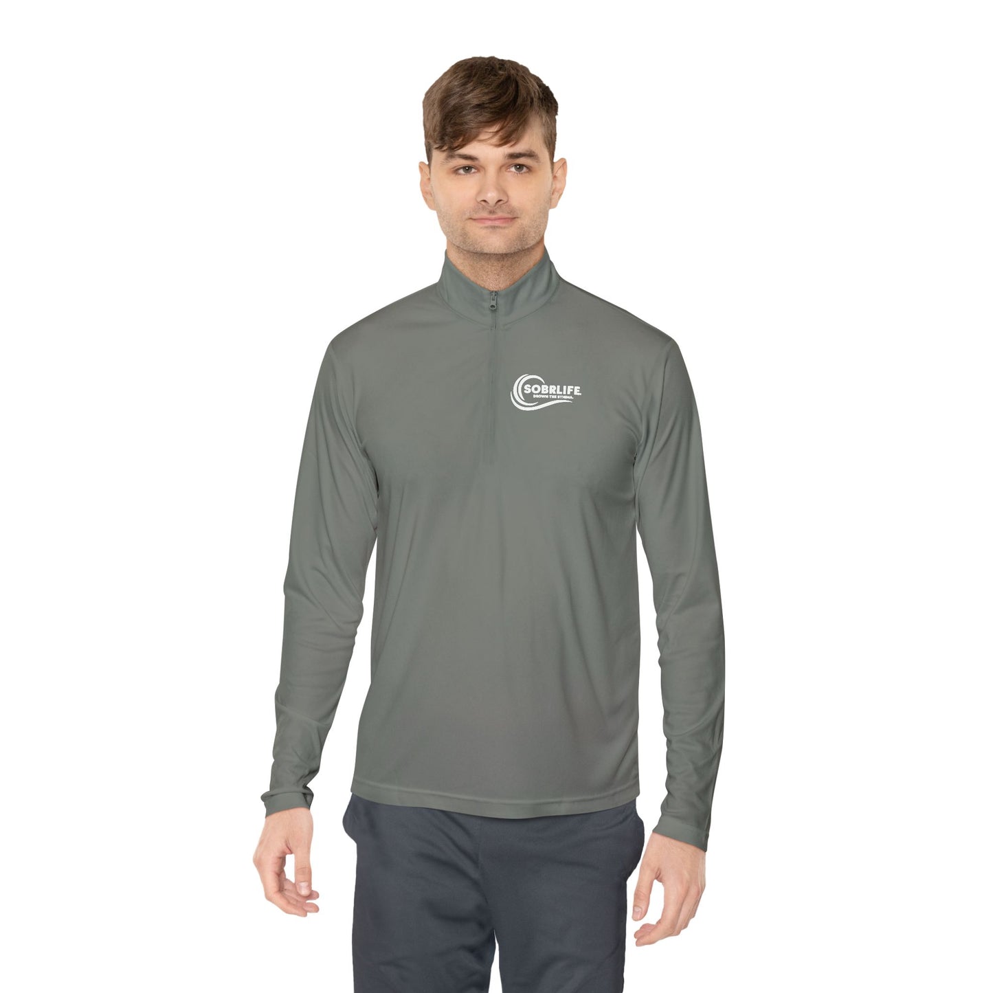 SOBRLIFE Unisex Quarter-Zip Pullover – White Logo